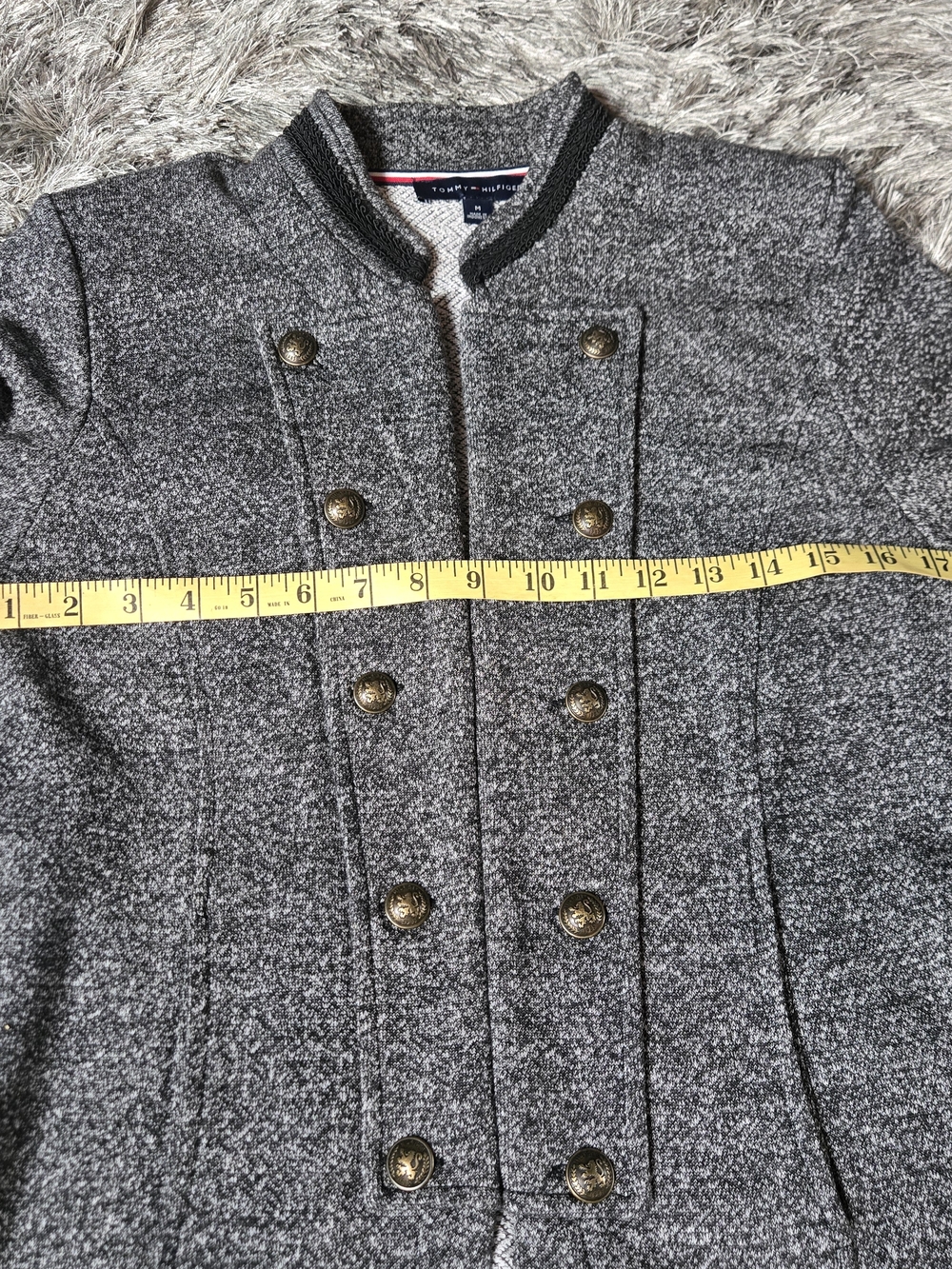 Tommy Hilfiger Gray Double-Breasted Military-Style Jacket - Picture 4 of 9